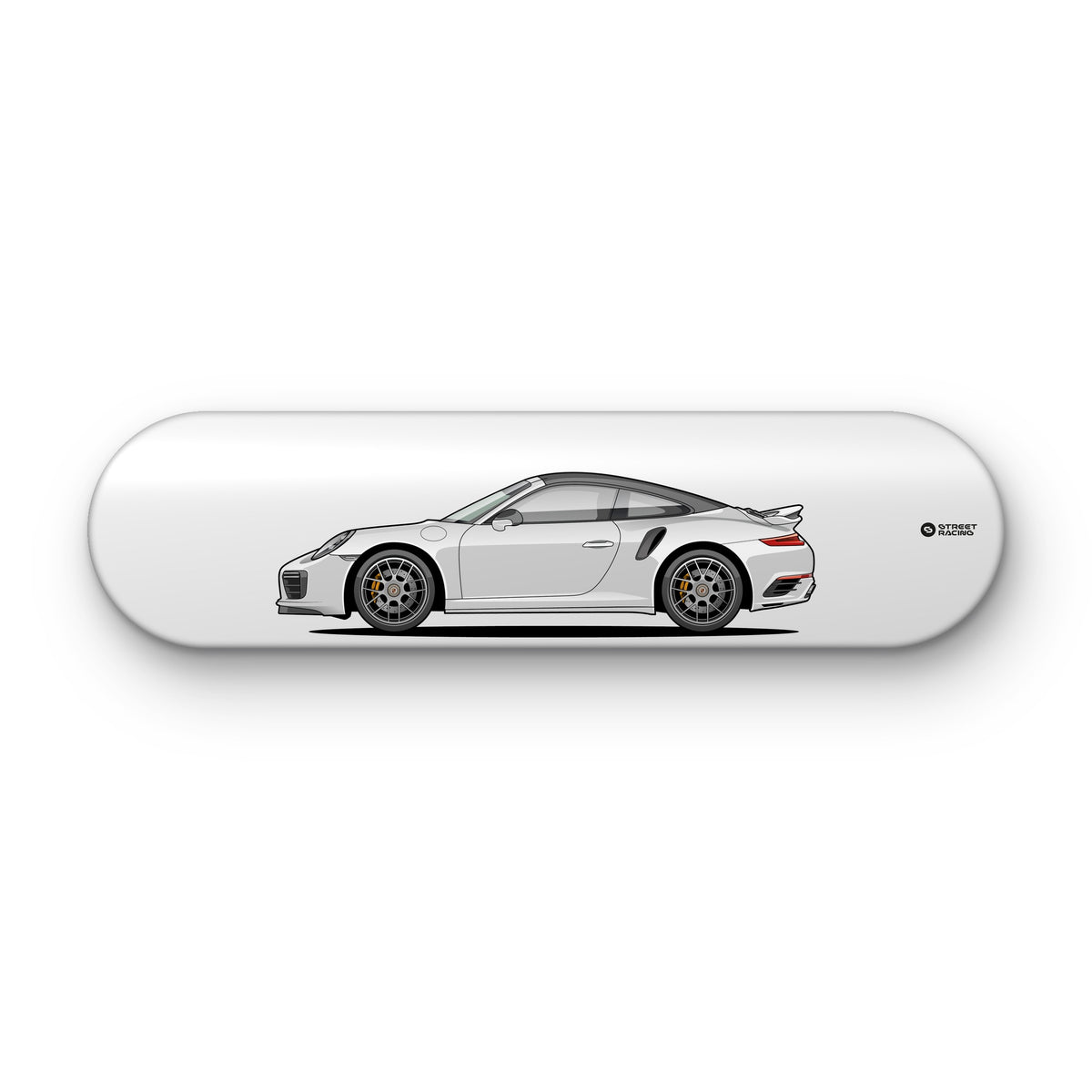 Tabla decorativa skate Porsche 911 Turbo S Cabriolet 991.2 Carrara White fondo Plano sobre fondo blanco – StreetRacing