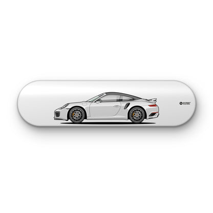 Tabla decorativa skate Porsche 911 Turbo S Cabriolet 991.2 Carrara White fondo Plano sobre fondo blanco – StreetRacing