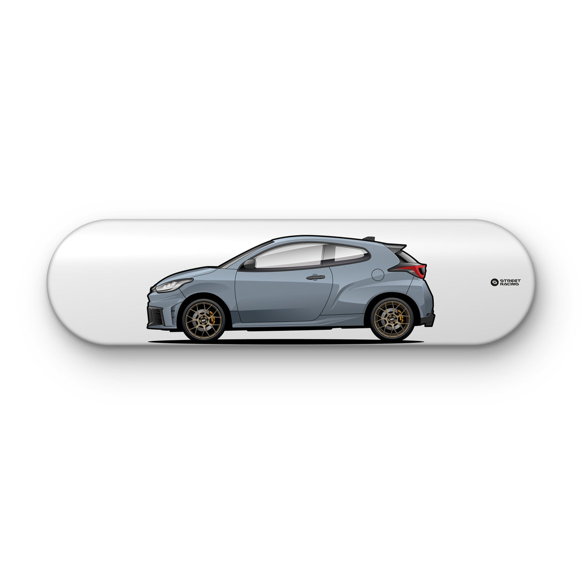Tabla decorativa skate Toyota GR Yaris Gris azulado fondo Plano sobre fondo blanco – StreetRacing