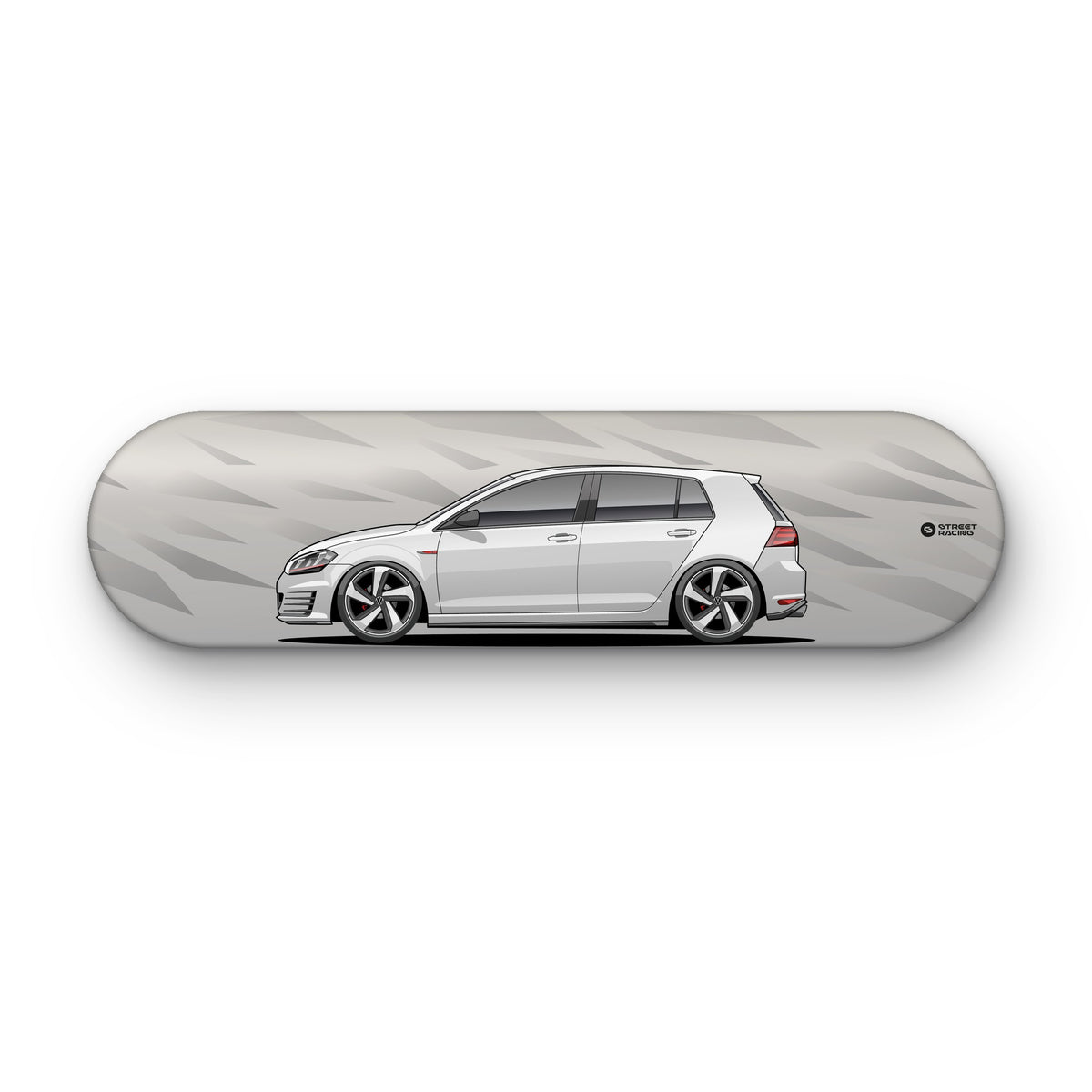 Tabla decorativa skate Volkswagen Golf GTI MK7 Pure White fondo Fragmentos sobre fondo blanco – StreetRacing