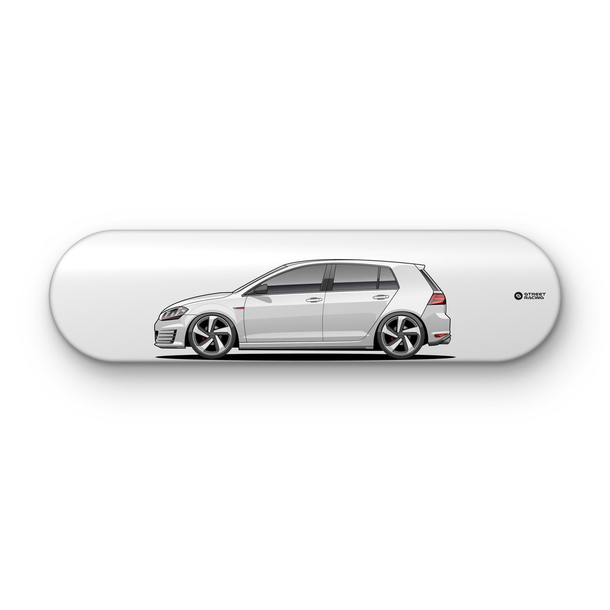 Tabla decorativa skate Volkswagen Golf GTI MK7 Pure White fondo Plano sobre fondo blanco – StreetRacing