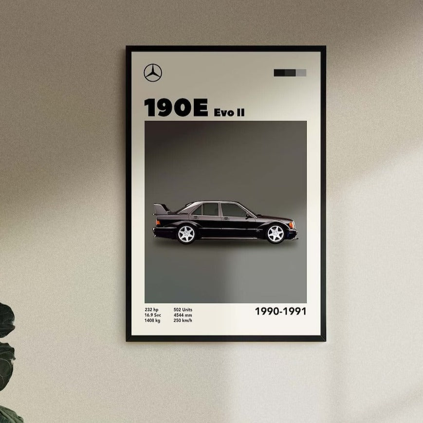 Cuadro Mercedes 190e Evo II decoración automotriz pared